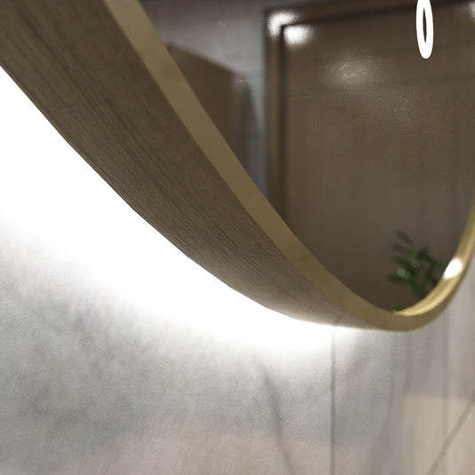Luxe, 600mm LED Bathroom Mirror - Oak Style Bezel