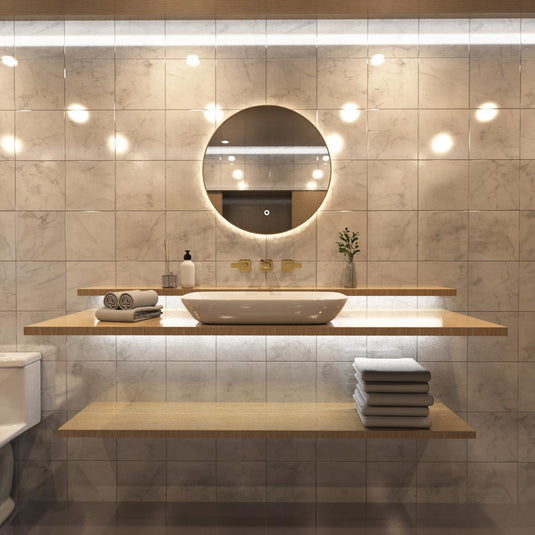 Luxe, 600mm LED Bathroom Mirror - Oak Style Bezel