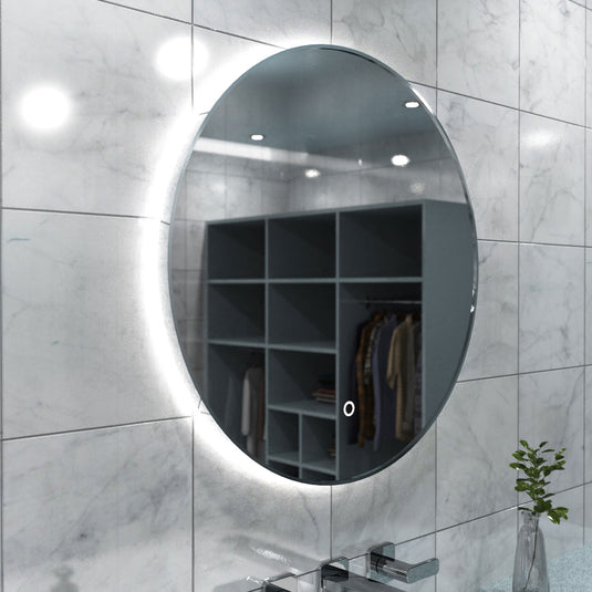 Luxe, 600mm LED Bathroom Mirror - Brushed Silver in natural white