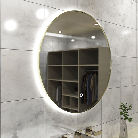 Luxe, 600mm LED Bathroom Mirror - Brushed Titanium Gold in natural white