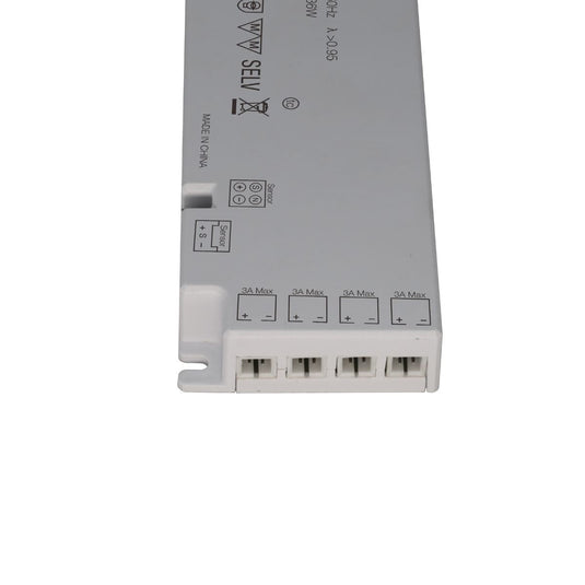 Close up of the four output sockets