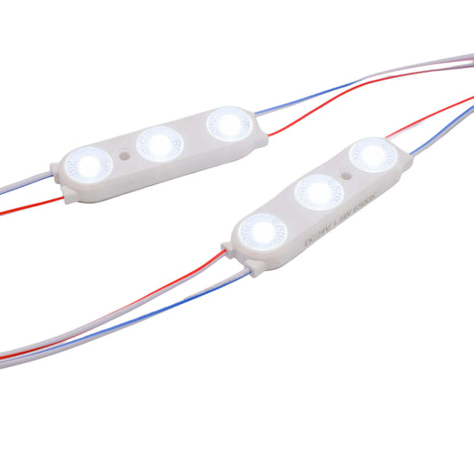 Two connected triple LED modules, lit