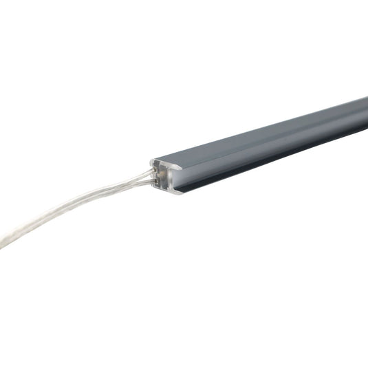End of the glass shelf profile with its cable connector