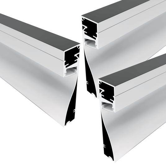 Pack of three silver skirting LED profiles
