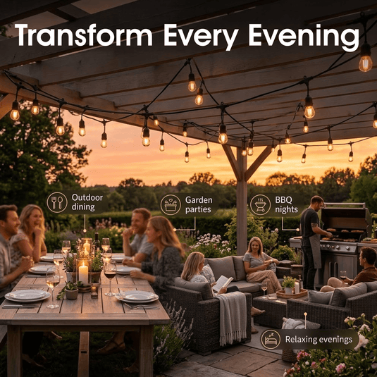 Infographic on festoon lights for evenings outdoors