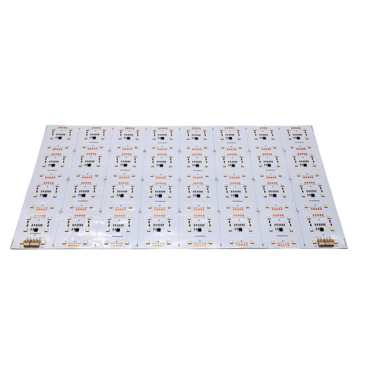 Bare LED sheet on a white surface