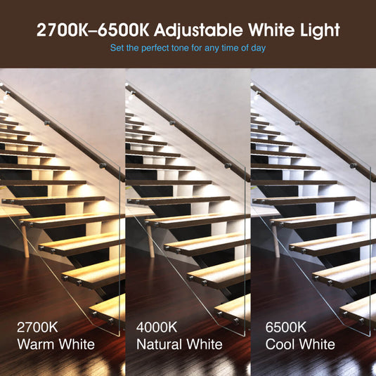 Infographic on the 2700K to 6500K colour range