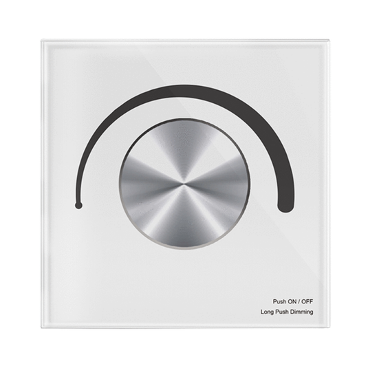 White glass rotary LED dimmer wall panel