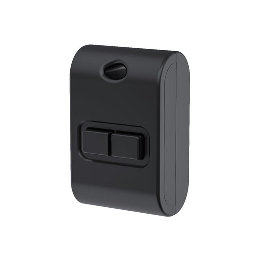Black 2 gang kinetic mini fob switch, angle 1