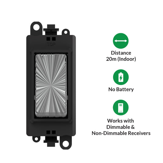 Kinetic grid switch with feature icons