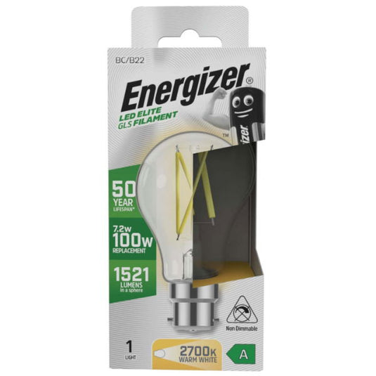7.2w B22 LED filament bulb, warm white