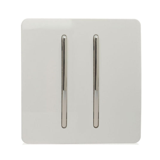 2 gang 2 way light switch in glossy white