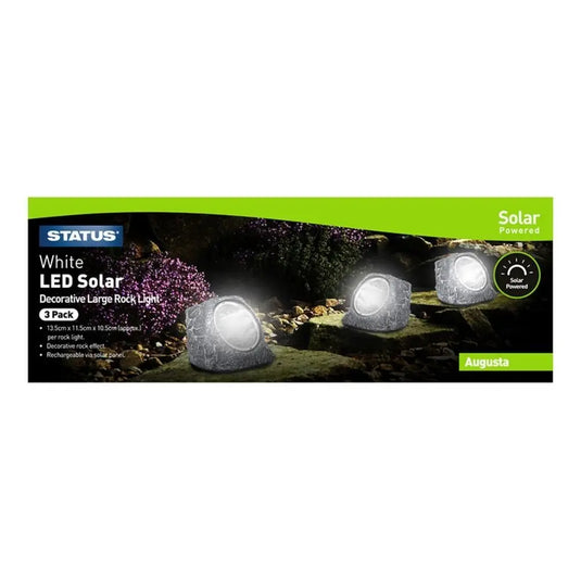 Pack of 3 Augusta Solar LED Decorative Large Rock Light in a box