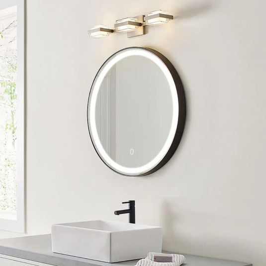 Aurora, Round LED Bathroom Mirror, 610mm - Matte Black