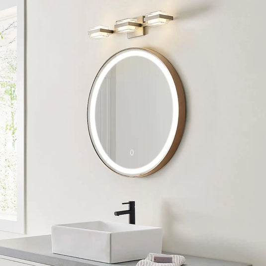 Aurora, Round LED Bathroom Mirror, 610mm - Rose Gold