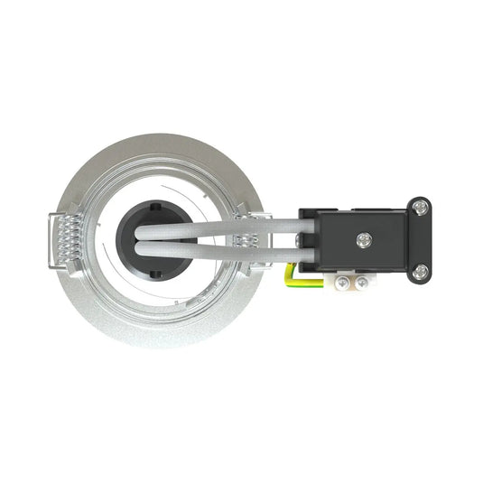 Die Cast GU10 Fixed Downlights in a Brushed Chrome Finish back view shot