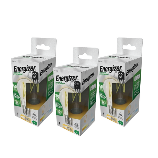 Pack of three E27 LED filament bulbs