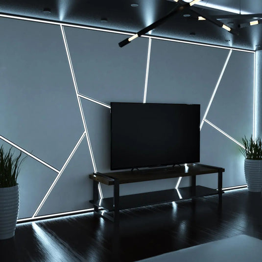 LED Profile, Black Slimline With Diffuser mounted on the walls design