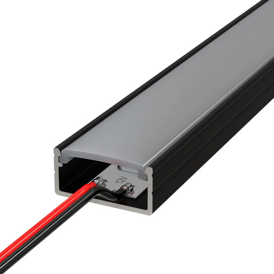 LED Profile, Black Slimline With Diffuser without end caps with LED strip