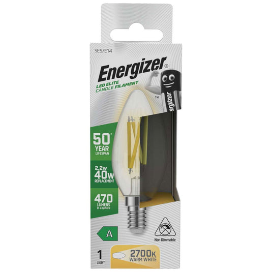 2.2w E14 LED filament candle bulb, warm white