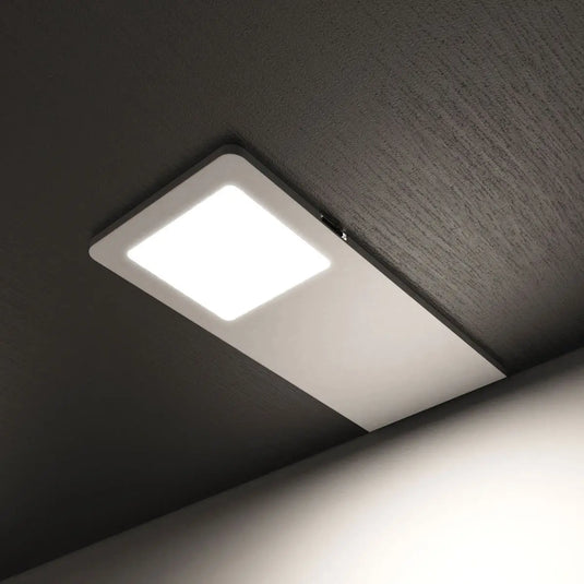 Recti Superslim 5w LED Cabinet Light, Matte White, mounted under cabinet in natural white light