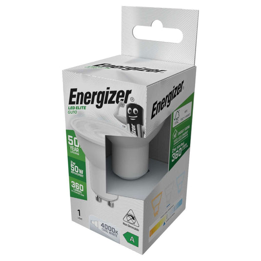 Side of the Energizer 2w GU10 LED bulb
