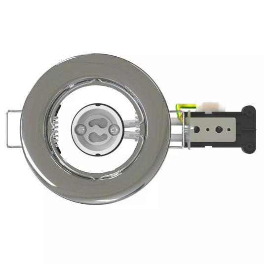 Recessed GU10 Downlight In a Polished Chrome without bulb bezel view