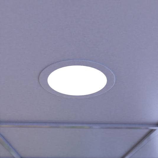 Round LED panel giving cool white light