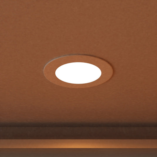 Close up of a warm white circular LED panel
