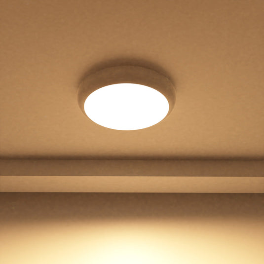 Mounted Polo bulkhead in warm white, close up