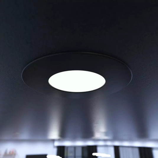6w Fire Rated Downlight, Matt Black in Cool white light
