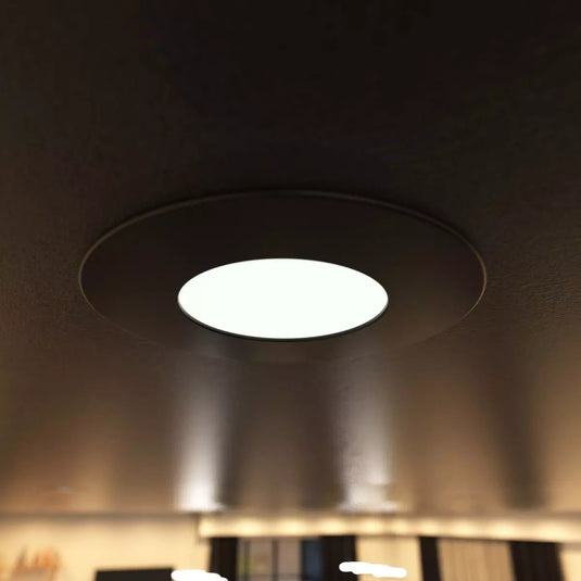 6w Fire Rated Downlight, Matt Black in Warm white light