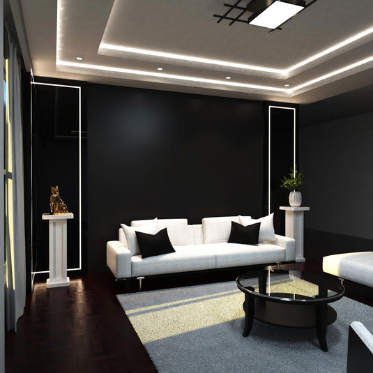 Living room with natural white COB strip lighting