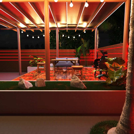COB Dotless LED Strip Lighting cabana setting in Red