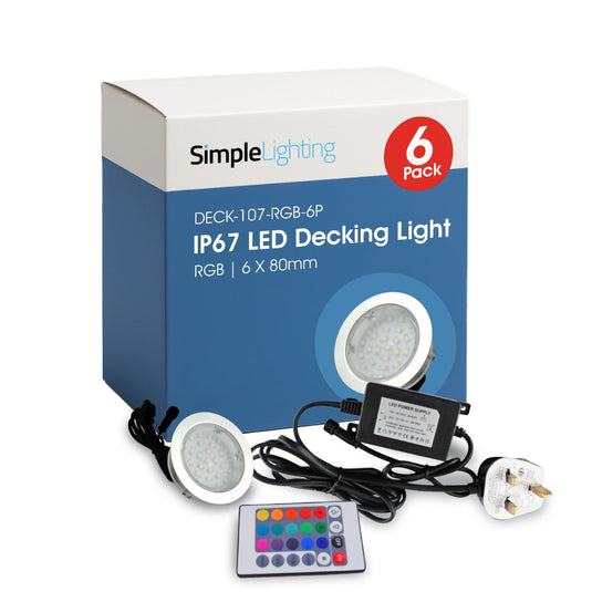 Pack of 6 RGB decking lights with driver and remote