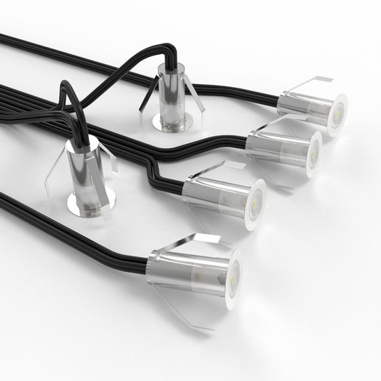 Six 18mm mini LED decking lights