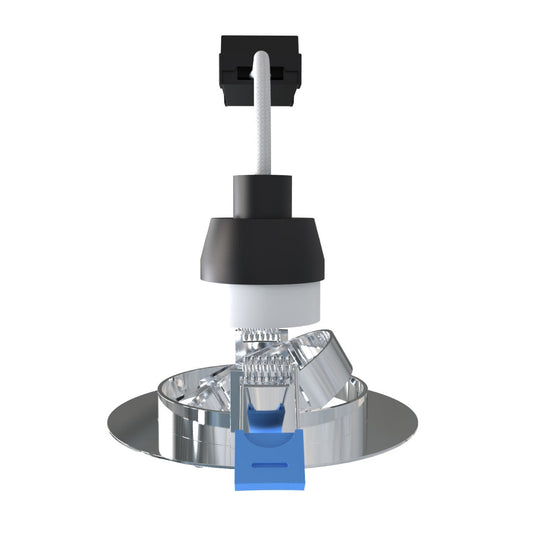 Silver tilt downlight from the side