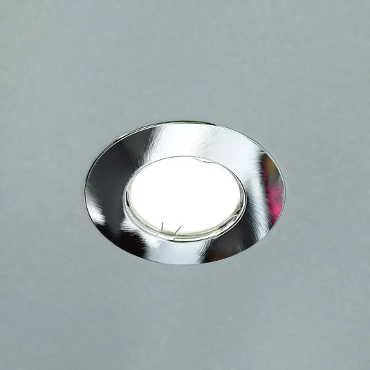 Fire Rated Downlights - Brushed Chrome mounted in ceiling