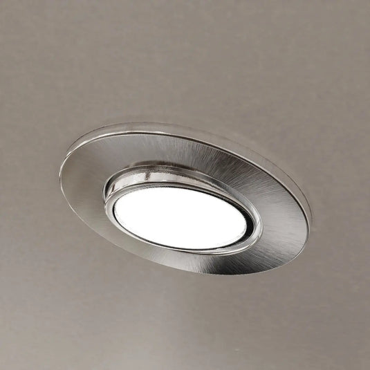 Fire Rated, Adjustable GU10 Downlight - Brushed Chrome mounted in ceiling