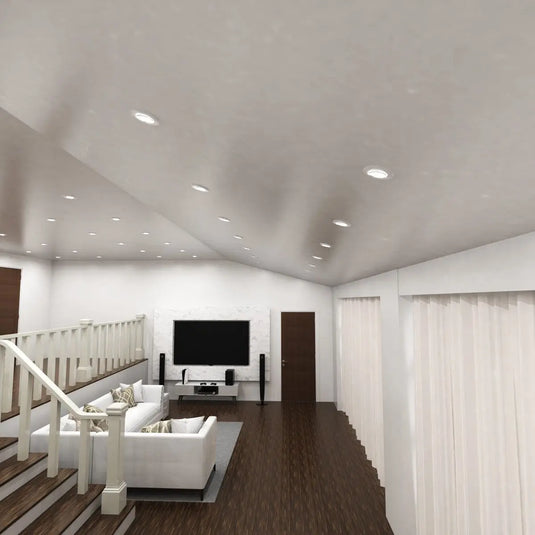 Tilt GU10 Fire Rated Downlights with a White Finish living room setting