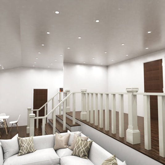 Hallway with white fire rated downlights