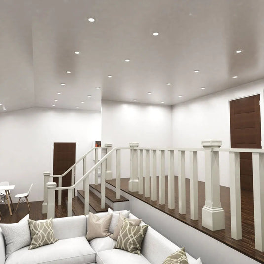 Tilt GU10 Fire Rated Downlights with a White Finish living room setting