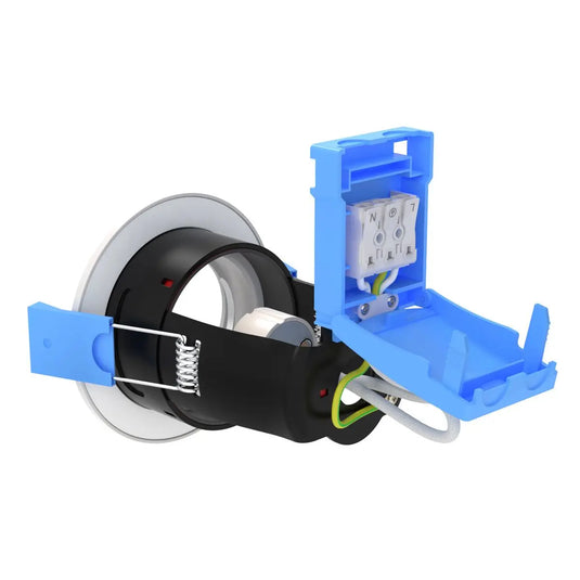 White, Fixed GU10 Fire Rated Aluminium Downlight back wiring shot