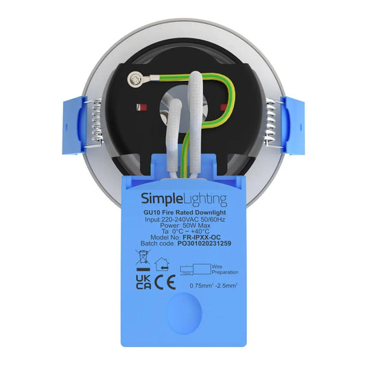 Open Can, Fixed, IP65 Fire Rated Downlights back shot terminal block