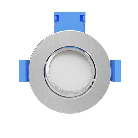 Tilt, Fire Rated LED Downlight, GU10 - Brushed Chrome front facing view