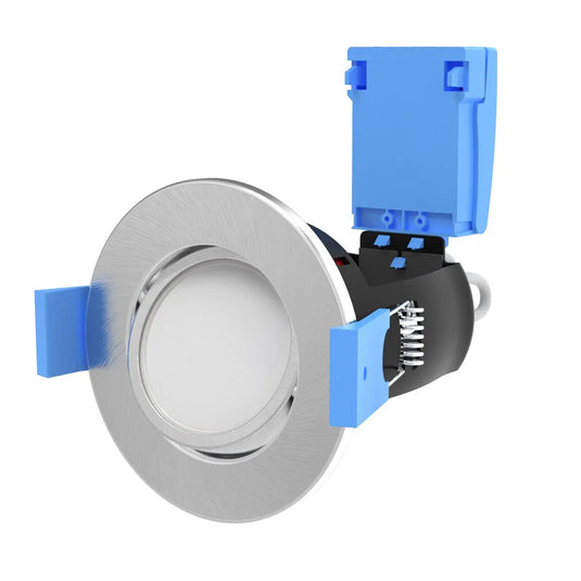 Fire Rated, Adjustable GU10 Downlight - Brushed Chrome