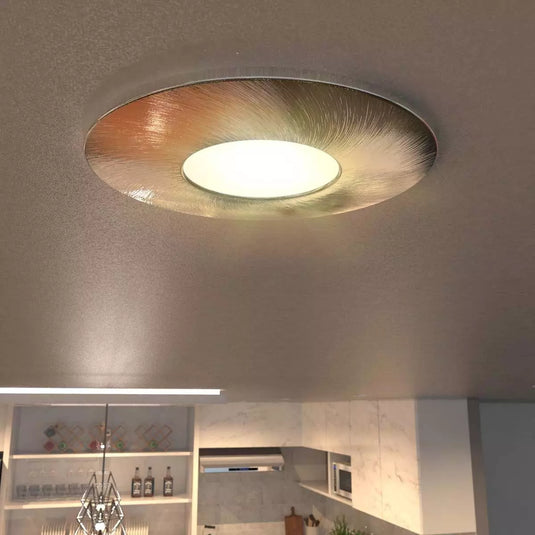 LED Fire Rated Downlight, Brushed Chrome Bezel mounted in ceiling
