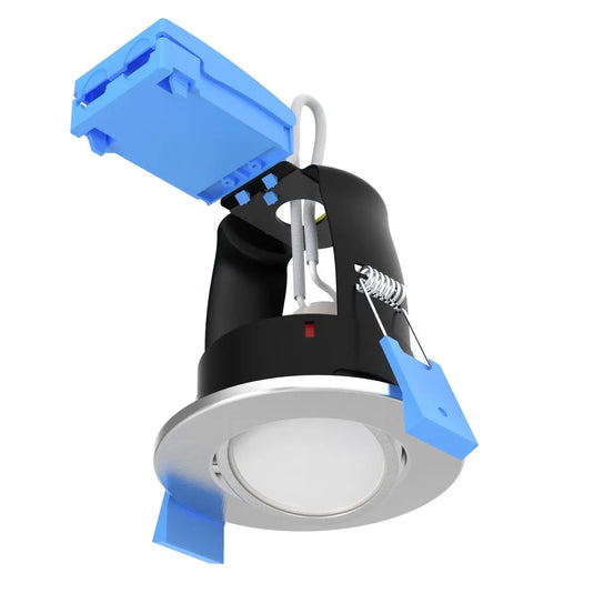 Tilt, Fire Rated Downlight - Brushed Chrome downward facing shot
