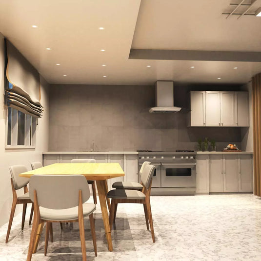 Fire Rated Downlights, White in natural white light kitchen setting