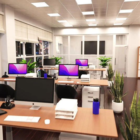 office with mounted 600x600mm LED panel lights - natural white